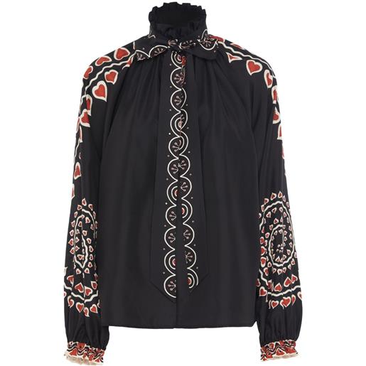 La DoubleJ blusa cerere con stampa placée - nero