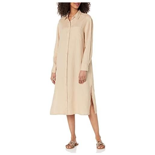 The Drop, abito longuette a camicia fiona, da donna, in lino, modello morbido, rosso fiamma, m