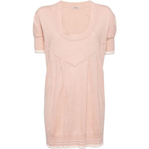 Miu Miu Pre-Owned - top con dettaglio a righe - donna - cotone - taglia unica - rosa