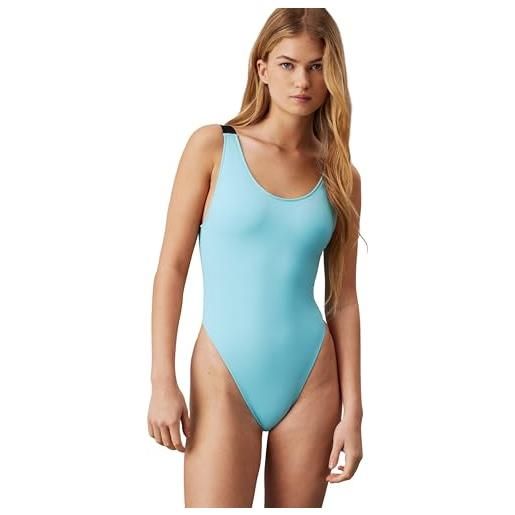 Calvin Klein donna costume da bagno scoop back one piece nylon scollatura sulla schiena, blu (blue punch), xs