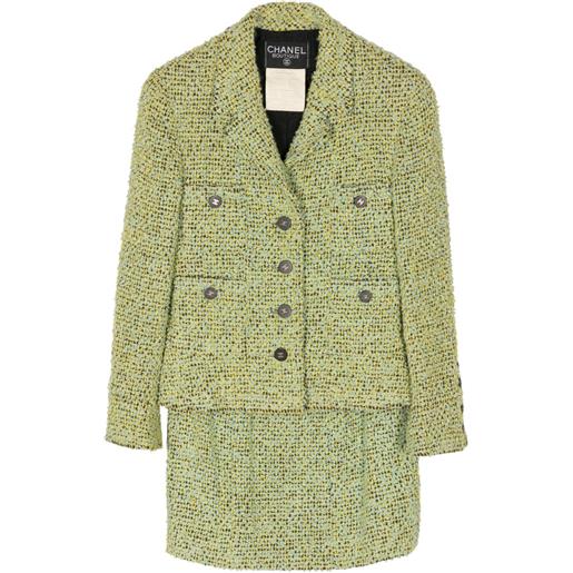 CHANEL Pre-Owned - completo monopetto anni '90 - donna - nylon/seta/lana - 36 - verde