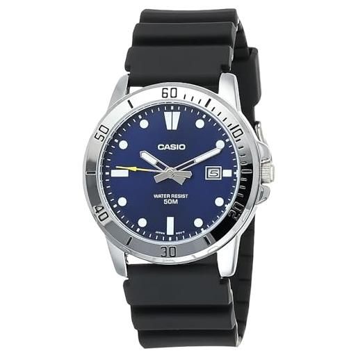 Casio orologio da uomo enticer analogico quadrante blu mtp-vd01-2evudf, cinturino