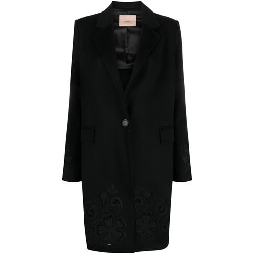 TWINSET cappotto monopetto con ricamo - nero