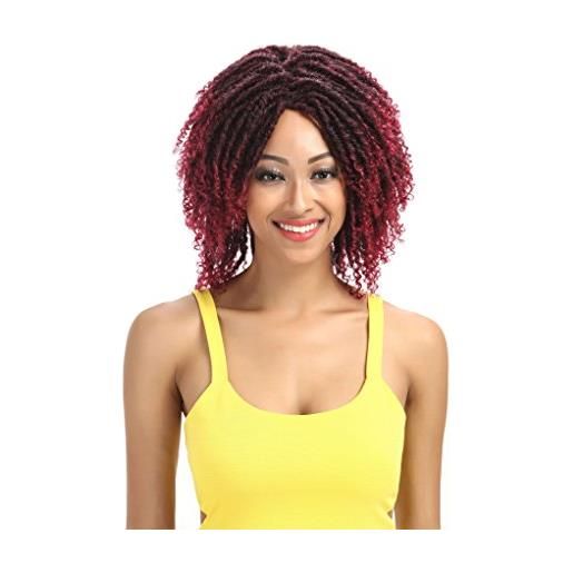 Style Icon 6 short dreadlock wig twist wigs for black women short curly synthetic wigs (17 cm, red)