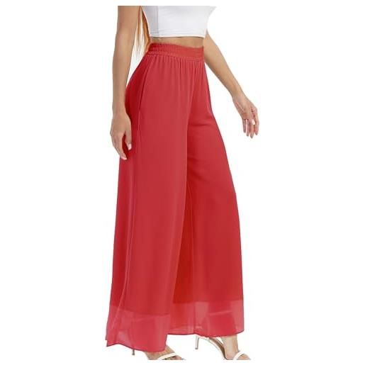 zsangbee pantaloni a palazzo da donna a gamba larga, in chiffon, ampi, per feste, matrimoni, stile casual, navy, 3xl