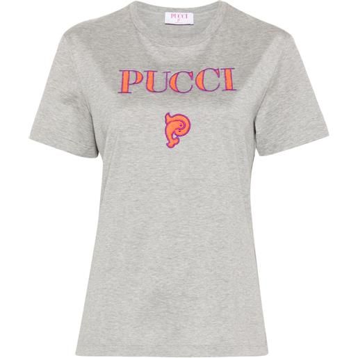 PUCCI t-shirt con ricamo - grigio