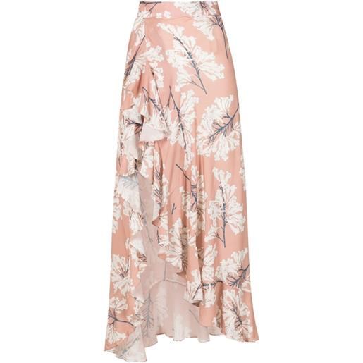 Clube Bossa gonna delloref asimmetrica a fiori - marrone