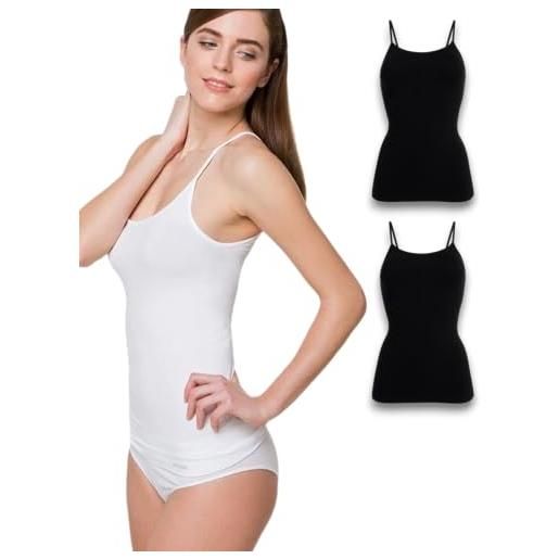 BELLISSIMA BY FAP top in microfibra semplice donna canotta aderente 2 pezzi (it, testo, s, m, regular, regular, nero)