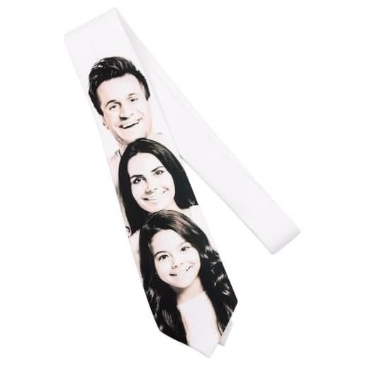 Ocadeau cravatta da uomo, bianca, personalizzata con foto - accessorio di abbigliamento da uomo stampato - cravatta da personalizzare con foto e testo
