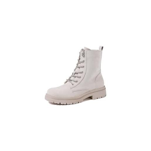 QUEEN HELENA anfibi stivaletti bassi con lacci con strass donna x30-103 (beige, sistema taglie calzature eu, adulto, donna, numero, media, 38)