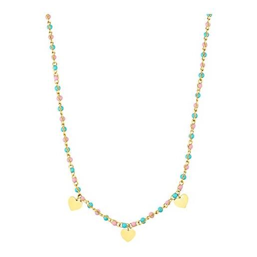 Prinzessin Lillifee collana con ciondolo in acciaio inossidabile per bambine, 35+3 cm, oro, cuore, in confezione regalo, 2033361