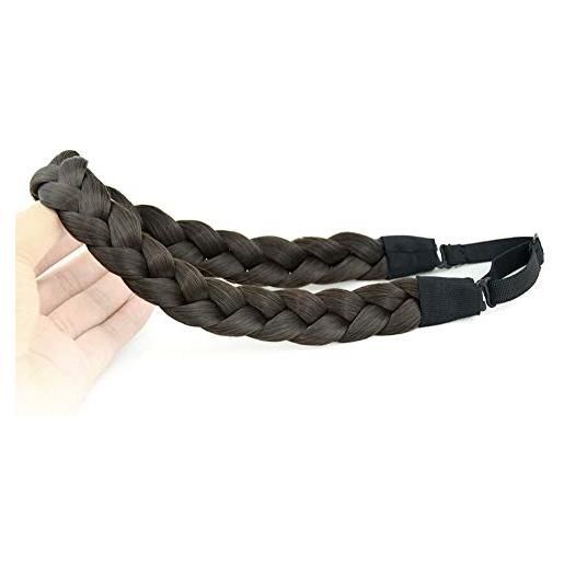 BOBIYA 3 fili sintetici treccine fascia classic chunky largo intrecciato trecce elastico stretch hairpiece per la ragazza delle donne accessorio di bellezza, 55g (cioccolato)