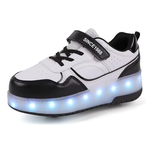 Scarpe Con Ruote Per Bambini - 2 In 1 Sneakers E Pattini, Regolabili, Per Skate E Sport