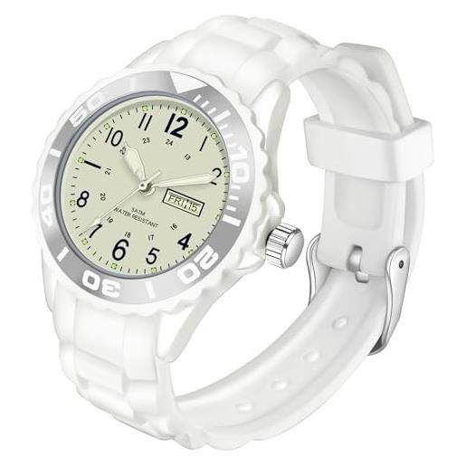 findtime orologio da polso analogico da donna, impermeabile, sportivo, per infermiere, attività all'aperto, semplice, casual, piccolo, luminoso, in silicone, lancetta dei secondi, per donne e ragazze