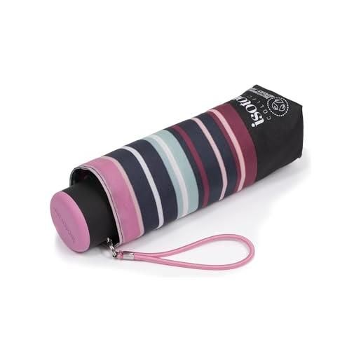 Isotoner ombrello da donna mini pieghevole, blush stripe