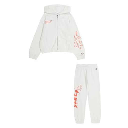 Champion legacy sweatsuits g - ultralight spring terry hooded full-zip tuta sportiva, grigio chiaro, 15-16 anni bambine e ragazze ss24