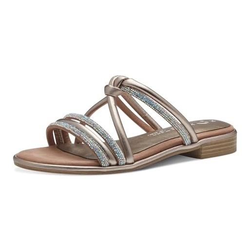 MARCO TOZZI ciabattine donna con tacco a blocco con dettagli glitterati, multicolore (rose met comb), 41 eu