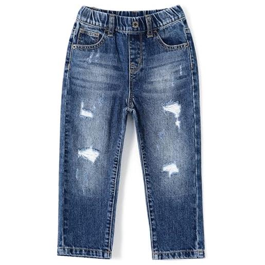 KIDSCOOL SPACE jeans per ragazzi e ragazze, pantaloni in denim strappati con elastico interno per bambini, blu, 18-24 mesi