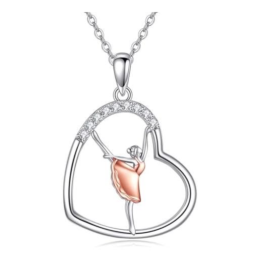 JO WISDOM Collana Nonna Nipotina In Argento 925 – Ciondolo Cuore Con Zirconi Cubici, Catena Regolabile