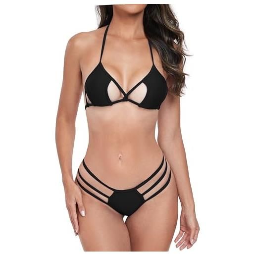 SHERRYLO micro bikini estremo perizoma costume da bagno per le donne bikini sexy perizoma fondo donna due pezzi costumi da bagno costumi da bagno, 23018-vino rosso nero, m