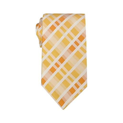 Remo Sartori - cravatta in pura seta fantasia scozzese bianca, made in italy, uomo (giallo)