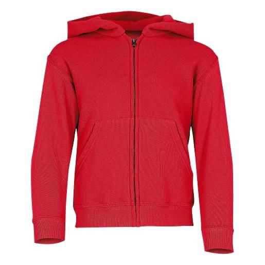 Fruit Of The Loom Felpa Con Cappuccio Aperta Per Bambino (7-8 Anni) – Colore Grigio Melange, Comoda E Con Cerniera