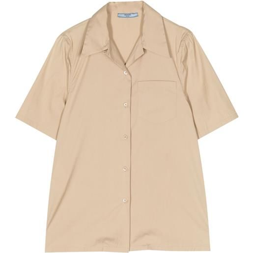 Prada Pre-Owned - camicia a maniche corte - donna - elastam/cotone/poliammide - taglia unica - toni neutri