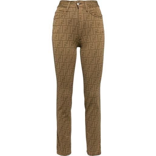 Fendi Pre-Owned - jeans skinny con stampa zucca - donna - poliammide - taglia unica - marrone