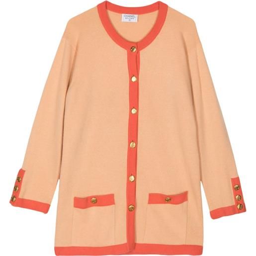 CHANEL Pre-Owned - cardigan con bottoni cc anni '90-2000 - donna - cashmere di capretto - taglia unica - arancione