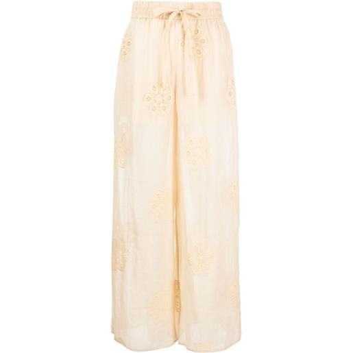 ZIMMERMANN pantaloni con ricamo a fiori acadian - giallo