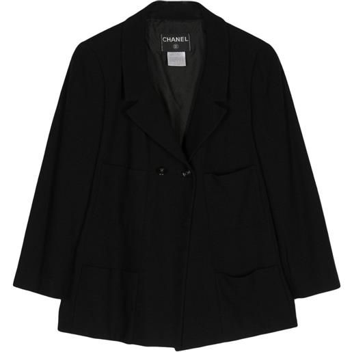CHANEL Pre-Owned - blazer doppiopetto con revers a lancia 1999 - donna - lana/seta/nylon - taglia unica - nero