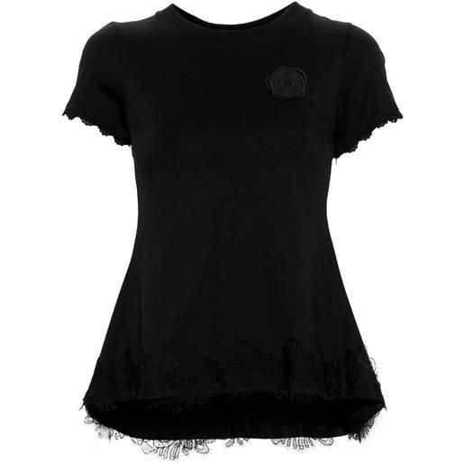 Viktor & Rolf t-shirt godet con rifinitura in pizzo - nero