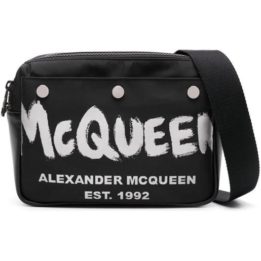 Alexander McQueen borsa messenger con stampa - nero