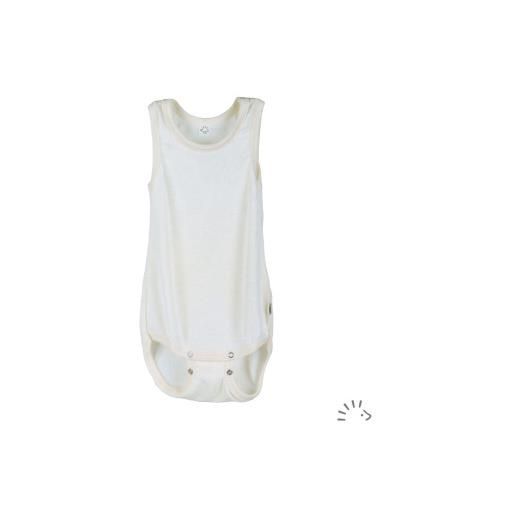 Popolini body senza maniche in lana seta io. Bio - col. Ecrù