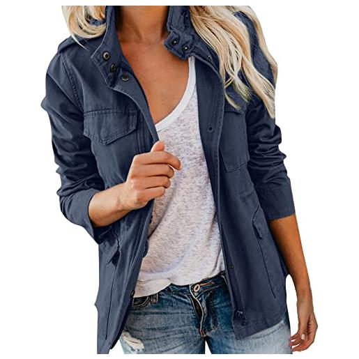 JokeLomple giacca militare da donna - cappotto corto parka in cotone firmate baseball con stampa giubbino primavera giacca in jeans sahariani donna giacca offerta per primavera cachi giacca primaverile
