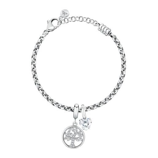Morellato scz1348 - bracciale da donna in acciaio, cristalli, zirconi, cuore, albero della vita, collezione drops