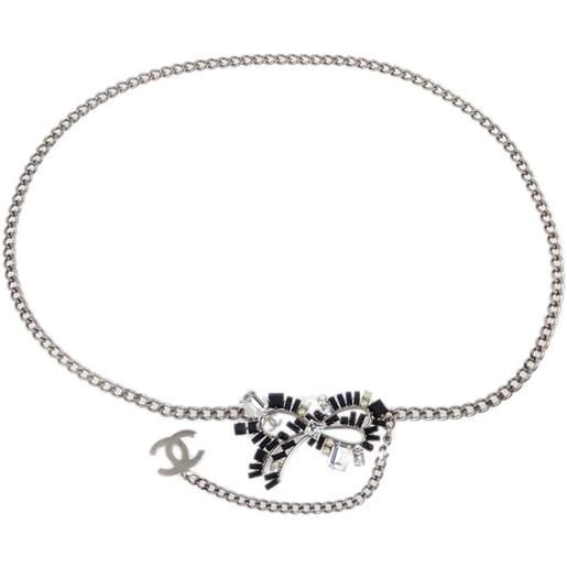 CHANEL Pre-Owned - cintura a catena con decorazione anni '90-2000 - donna - placcatura in argento/pietre sintetiche/perle - taglia unica