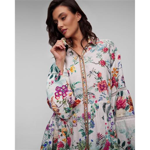 Camilla abito in lino a fiori da donna Camilla plumes and parterres