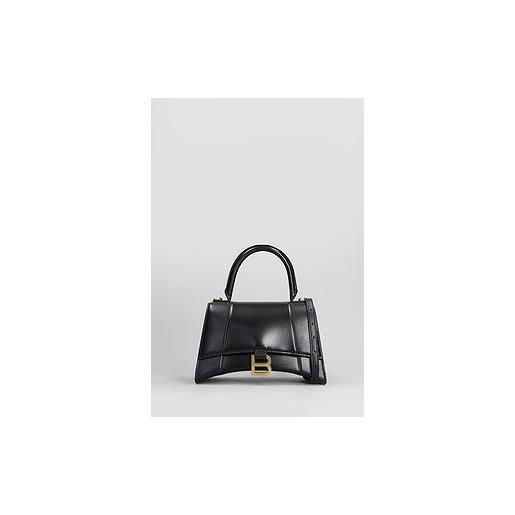 Balenciaga borsa a mano hourgl s in pelle nera