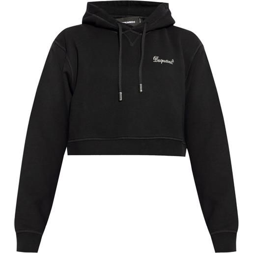 DSQUARED2 felpa crop con strass - nero