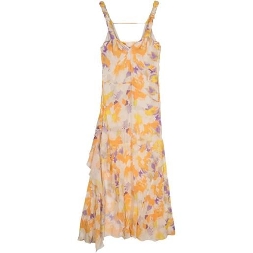 Patrizia Pepe abito asimmetrico a fiori - arancione