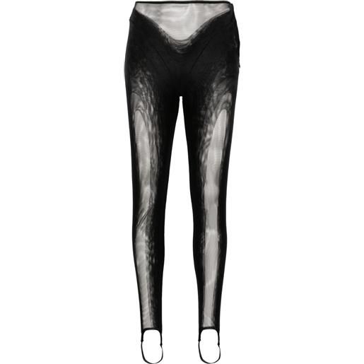 Mugler leggings a rete con staffa - nero