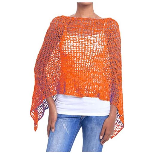 JOPHY & CO. poncho donna rete effetto a maglia (cod. 1511) (l, arancione)
