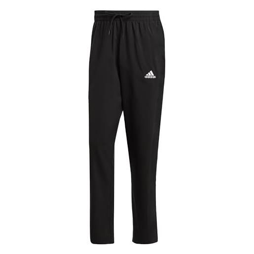 adidas uomo aeroready essentials stanford open hem embroidered small logo pants, black, s