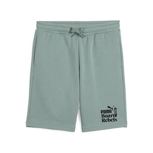PUMA mid90s long shorts tr b, pantaloncini lavorati a maglia bambino, green moon, 