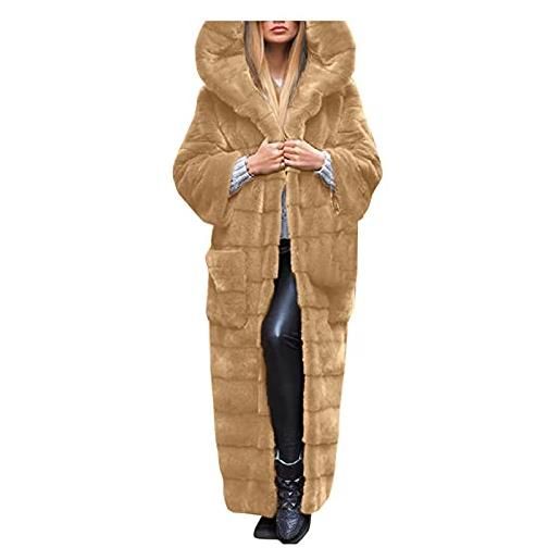riou giubbotto peluche lungo con cappuccio inverno da donna trench giubbotto caldo tinta unita giacca pelliccia comodo cappotto elegante capispalla