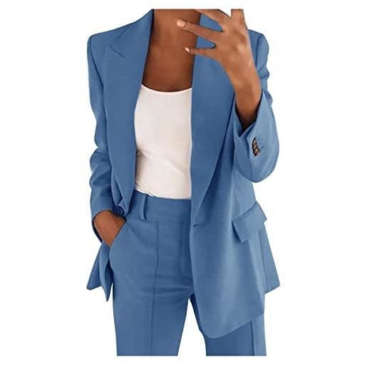 Zilosconcy completo donna elegante pantaloni e giacca tuta curvy cerimonia tailleur pantalone da donna taglie forti ufficio e lavoro blazer a maniche lunghe set due pezzi tinta unita casual