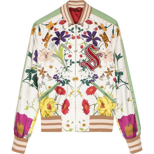 Gucci Pre-Owned - bomber a fiori 2010 - donna - viscosa/seta/viscosa/poliestere/seta - 36 - toni neutri