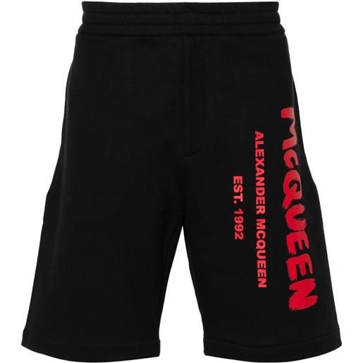 Alexander McQueen shorts con stampa - nero