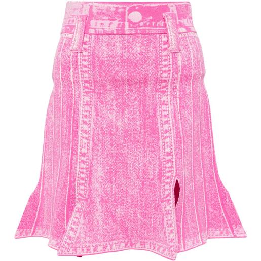 PH5 gonna a vita alta con stampa denim - rosa